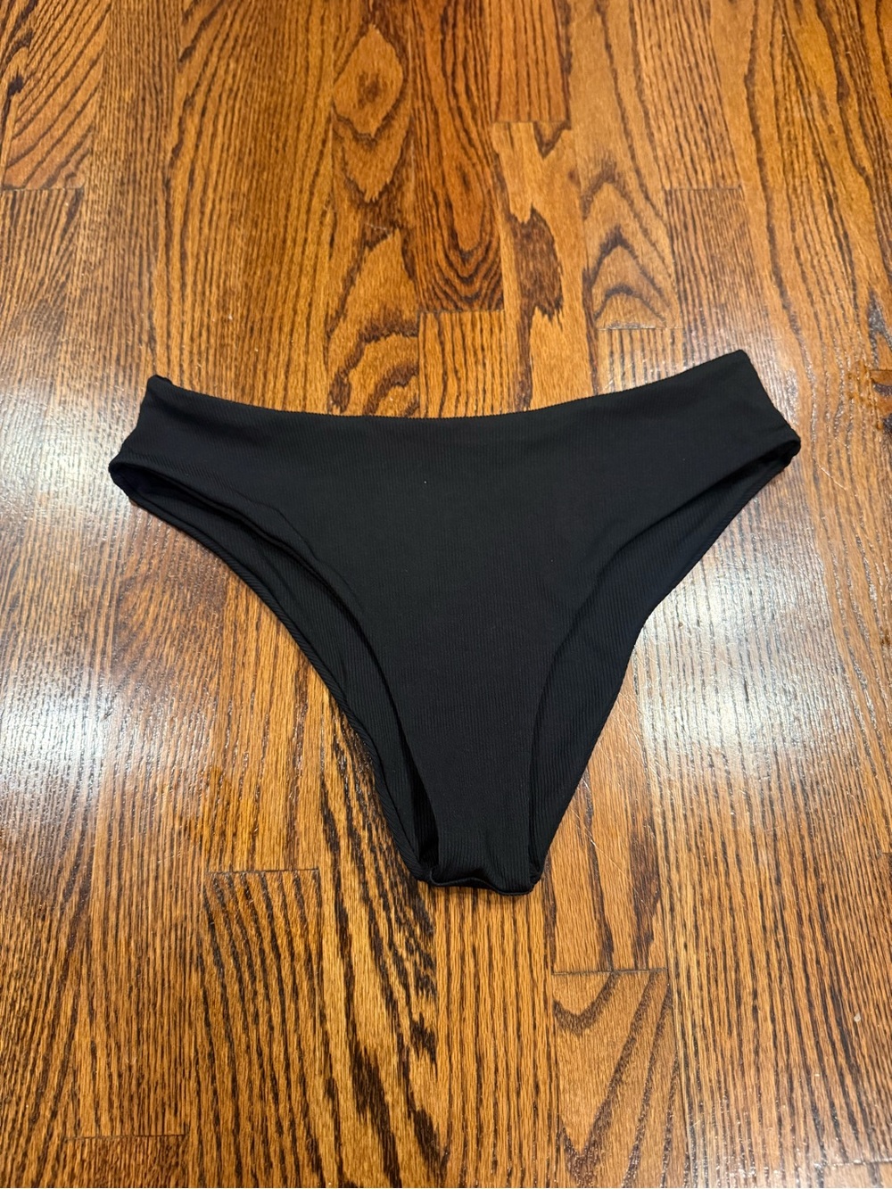 SHEIN Black High-Cut Ribbed Bikini Bottom